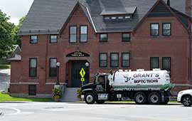 Grant's septic service parked in the town of Upton Massachusetts